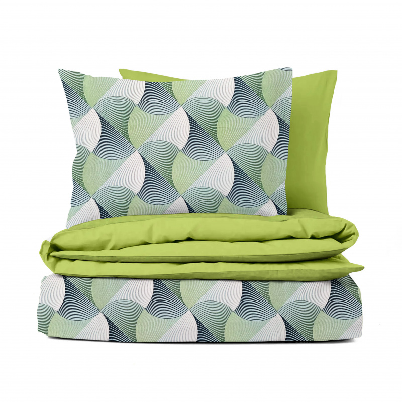 Ervi bavlněné povlečení oboustranné - Vlnění zelené/zářivé zelené