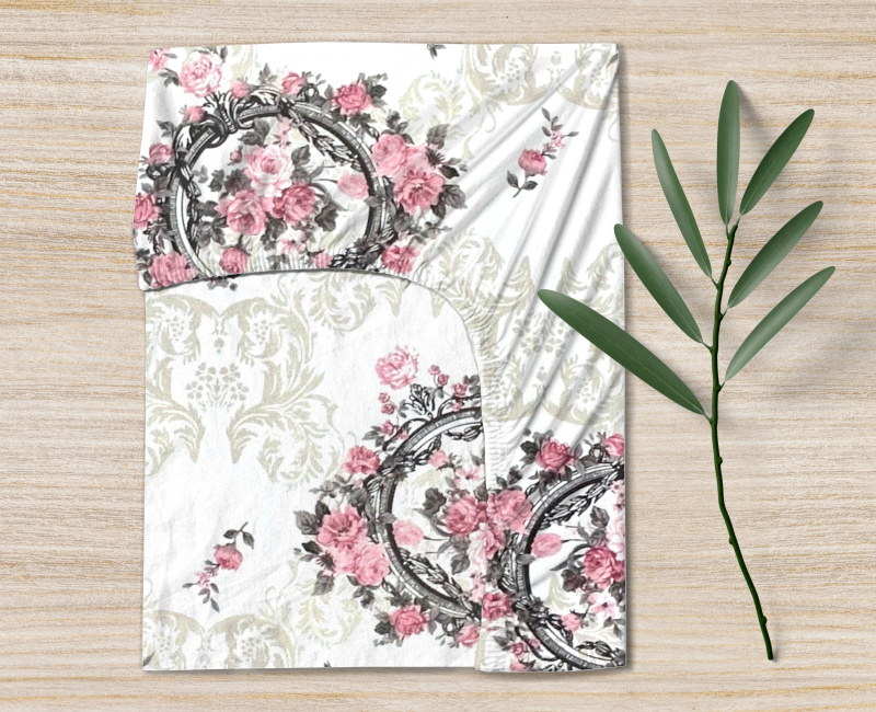 Ervi bavlněné napínací prostěradlo - Barokní růže