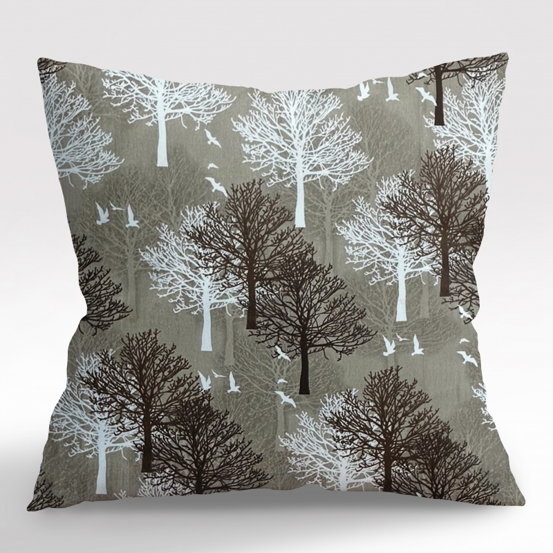 Ervi povlak na polštář bavlněný - stromy na hnědém