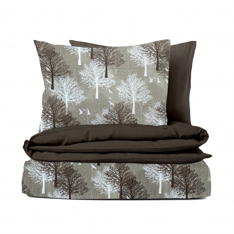Ervi bavlněné povlečení oboustranné - stromy na hnědém /hnědé