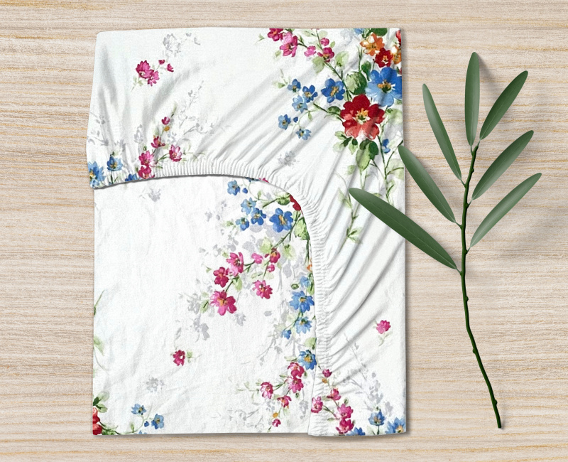 Ervi bavlněné napínací prostěradlo - barevné kytice