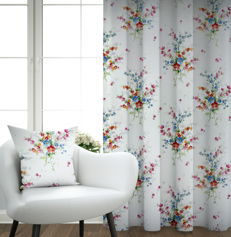 Ervi bavlněný závěs - barevné kytice