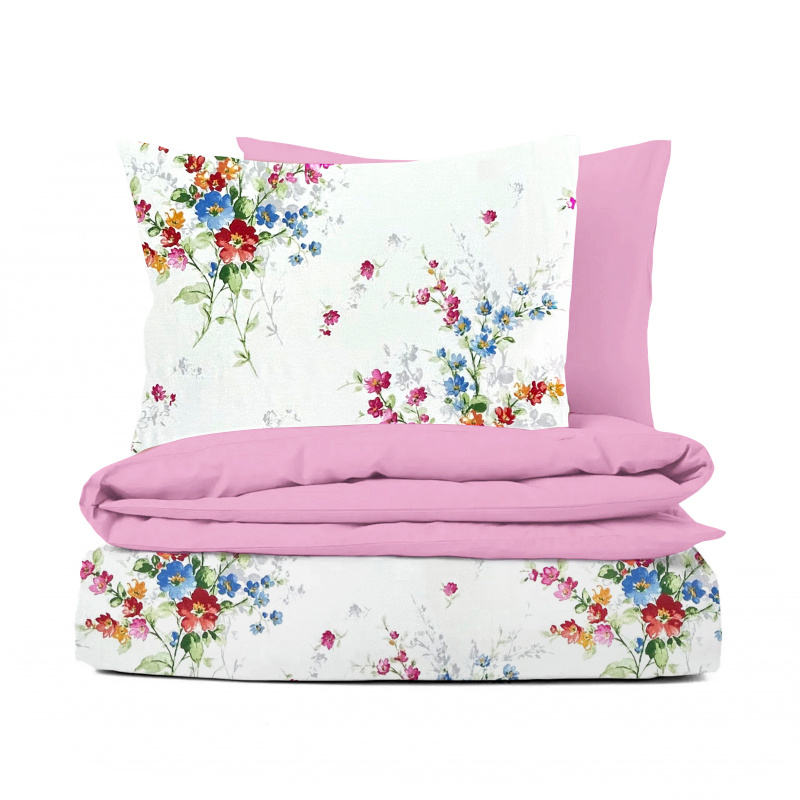 Ervi bavlněné povlečení oboustranné - barevné kytice/růžové