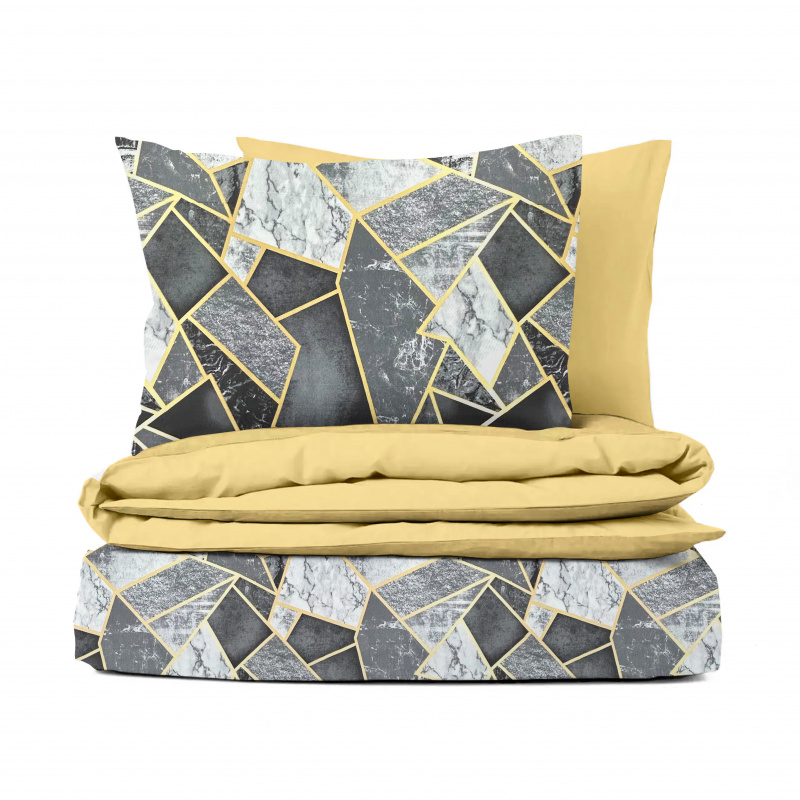 Ervi bavlněné povlečení oboustranné - Mramorový vzor /hořčice