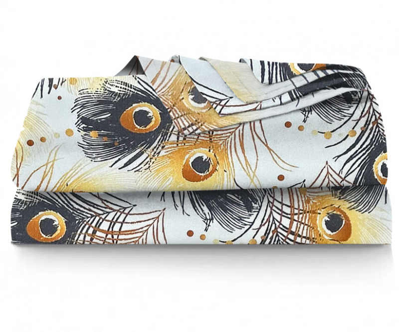 Ervi bavlněné prostěradlo - žluté a šedé peří2