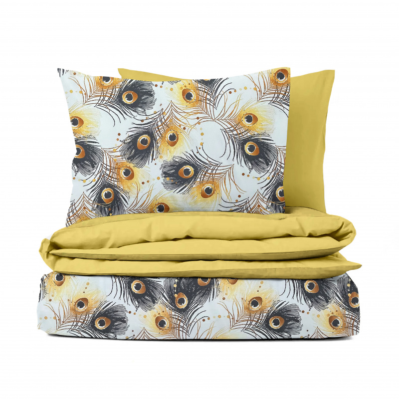 Ervi bavlněné povlečení oboustranné -  žluté a šedé peří2/žluté