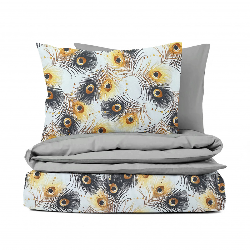 Ervi bavlněné povlečení oboustranné -  žluté a šedé peří2/šedé