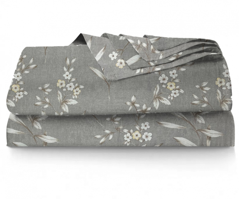 Ervi bavlněné prostěradlo - květinky na šedém-2