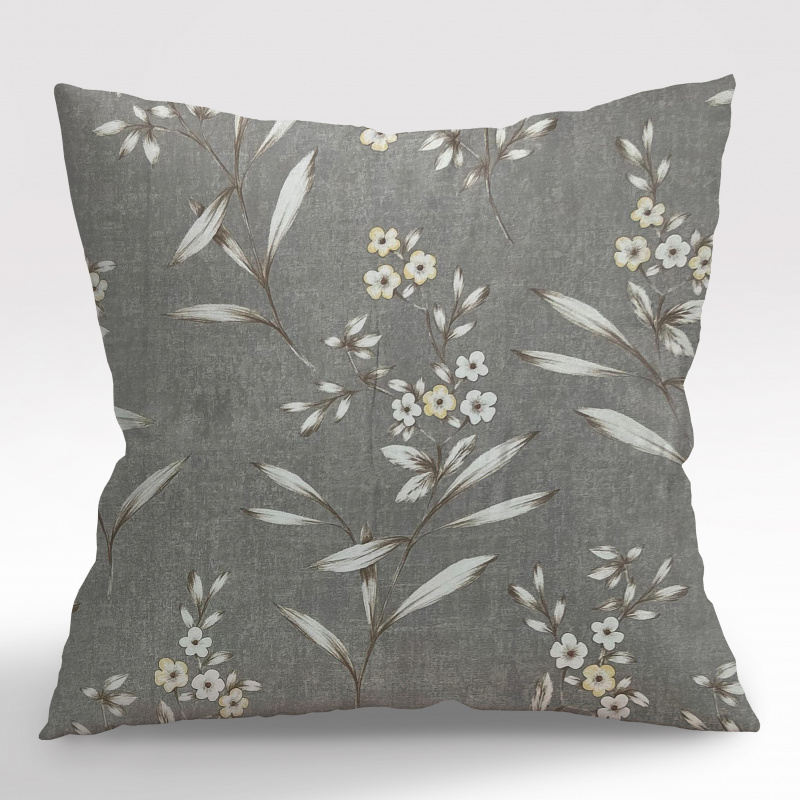 Ervi povlak na polštář bavlněný - květinky na šedém-2
