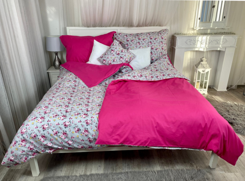 Ervi bavlněné povlečení oboustranné - růžičky/růžové