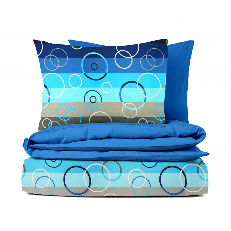 Ervi bavlněné povlečení oboustranné - Kruhy na modrém/modré