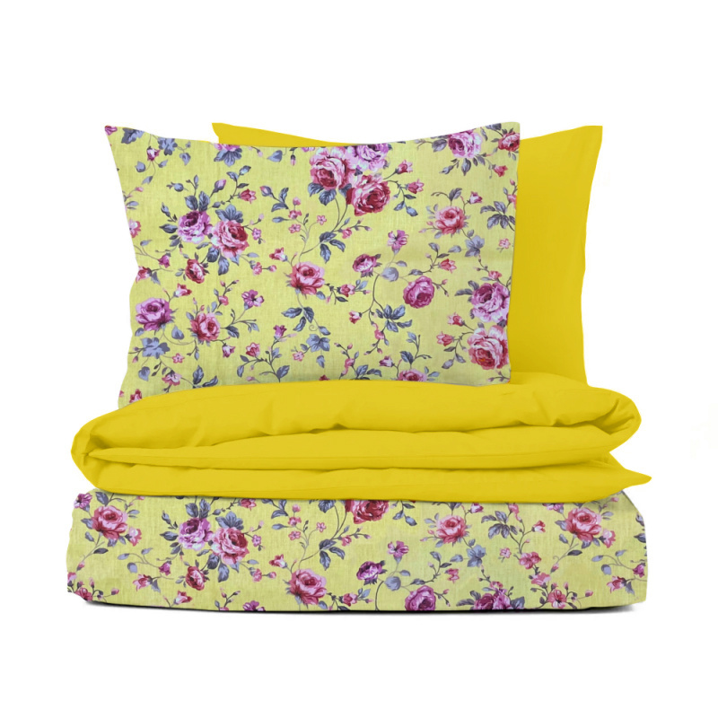 Ervi bavlněné povlečení oboustranné - růžičky/žluté