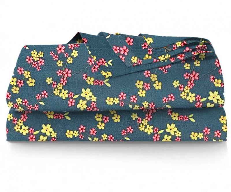 Ervi bavlněné prostěradlo - květ na modrém