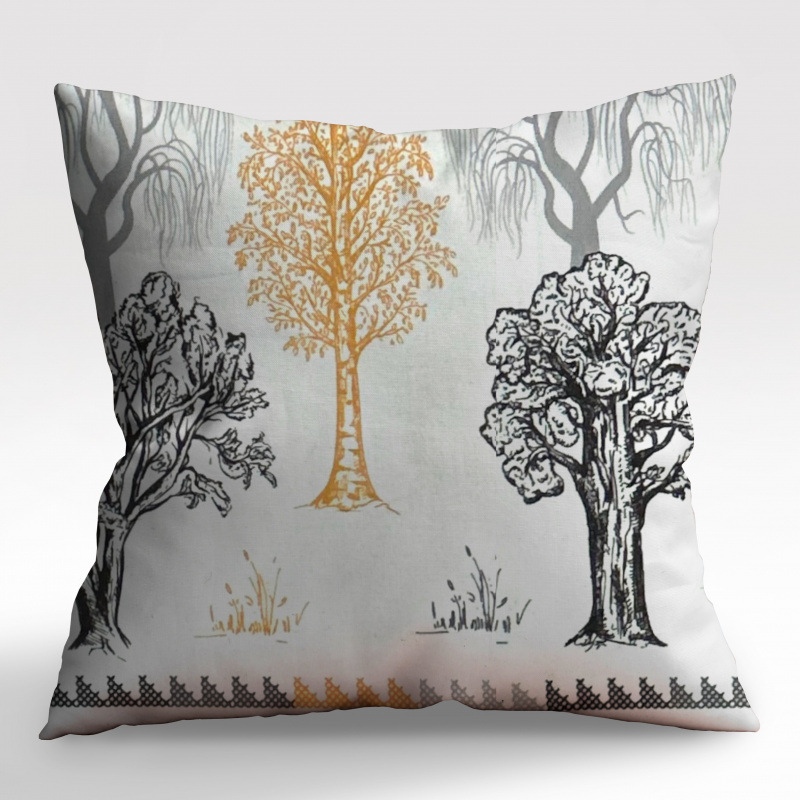 Ervi povlak na polštář bavlněný - stromy na bílém