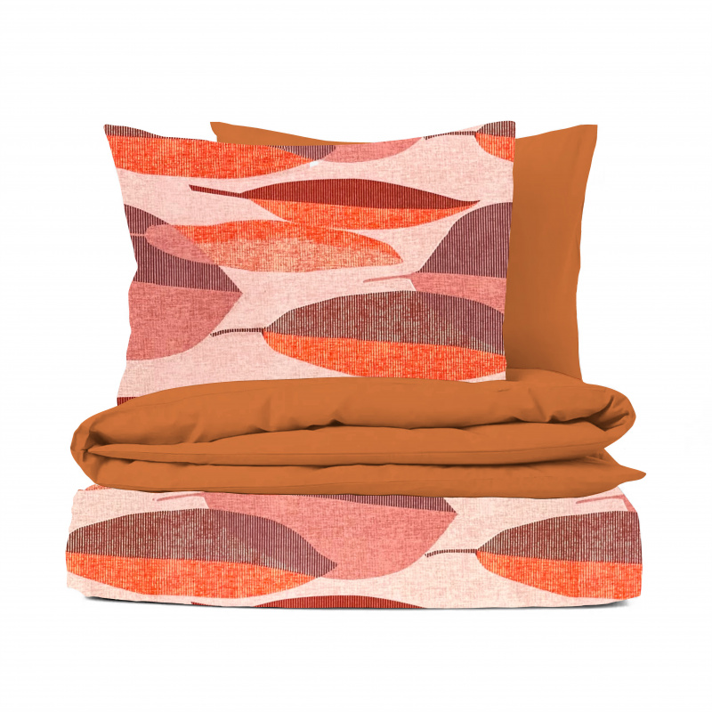 Ervi bavlněné povlečení oboustranné - oranžové podzimní listí/oranžové