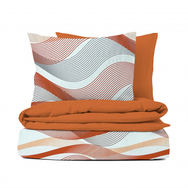 Ervi bavlněné povlečení oboustranné -  pruhované vlny/oranžové