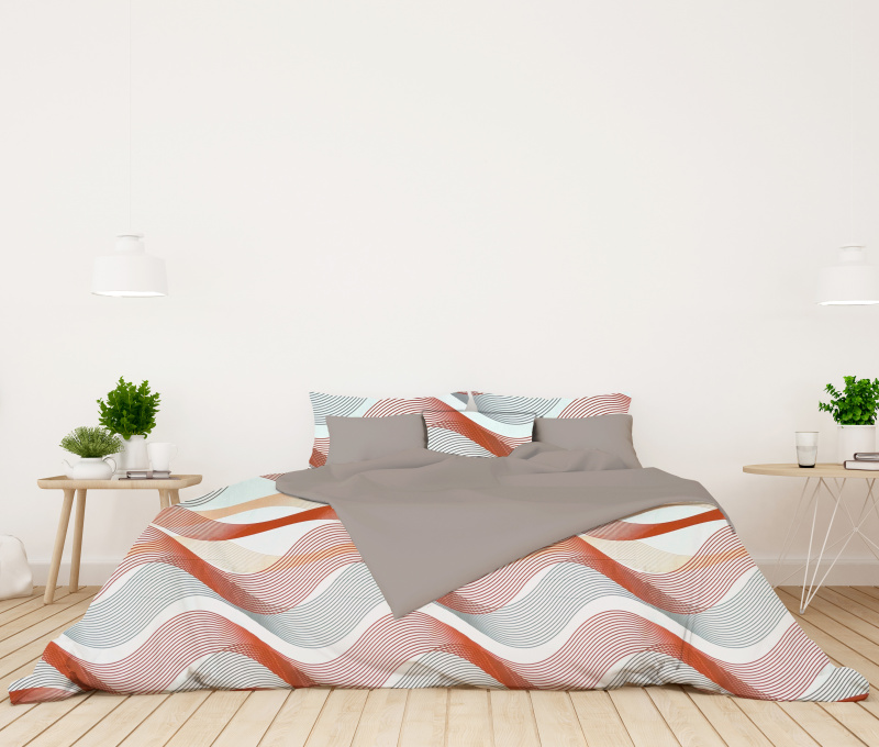 Ervi bavlněné povlečení oboustranné -  pruhované vlny/šedé