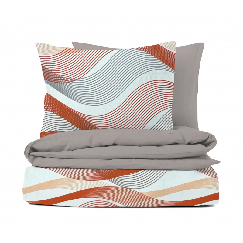 Ervi bavlněné povlečení oboustranné -  pruhované vlny/šedé