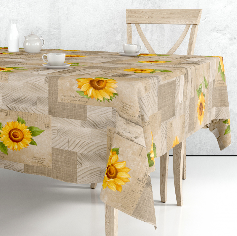 Ubrus PVC M-163A - Slunečnice, metráž šířka 140cm