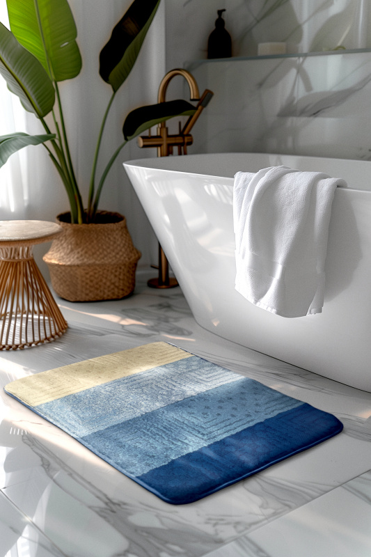 Koupelnová předložka SLV-2022 modrá,2 set