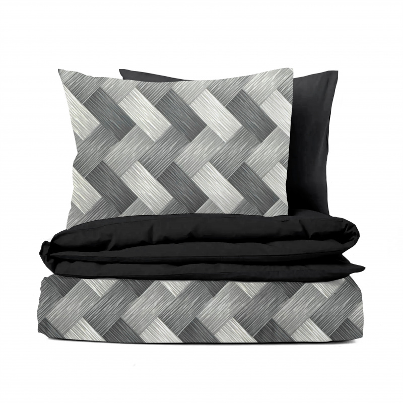 Ervi bavlněné povlečení oboustranné -  Dřevodekor šedý/černé