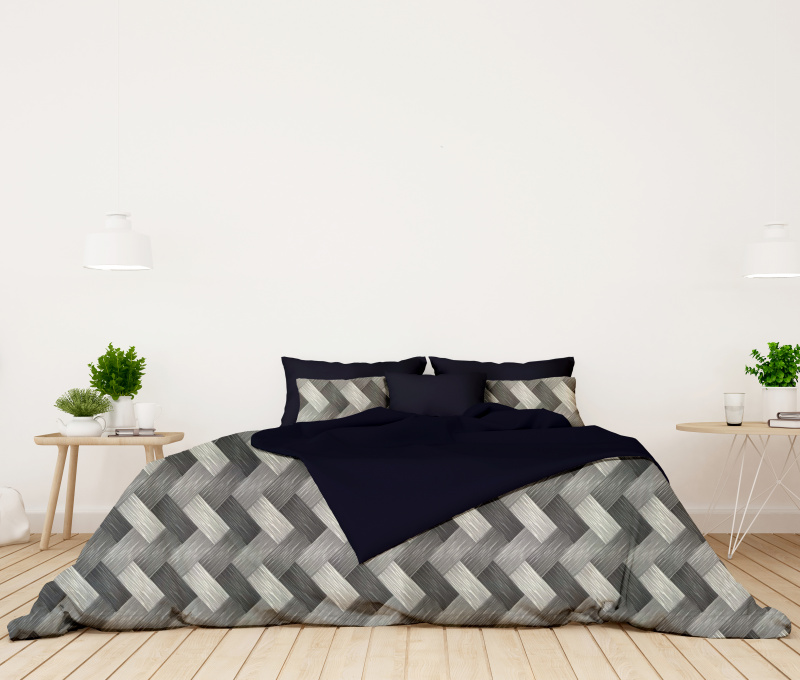 Ervi bavlněné povlečení oboustranné -  Dřevodekor šedý/černé