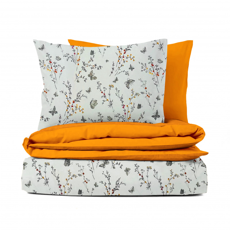 Ervi bavlněné povlečení - romantický vzor/oranžové