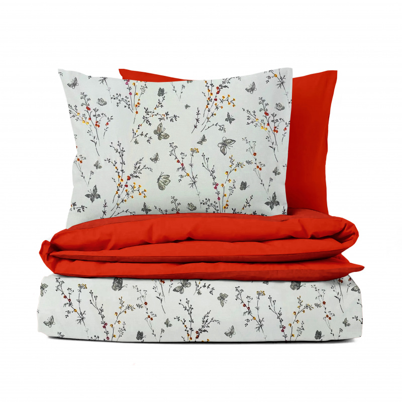 Ervi bavlněné povlečení - romantický vzor/červené