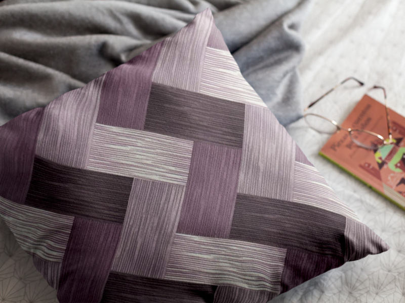 Ervi povlak na polštář bavlněný - Dřevodekor fialový