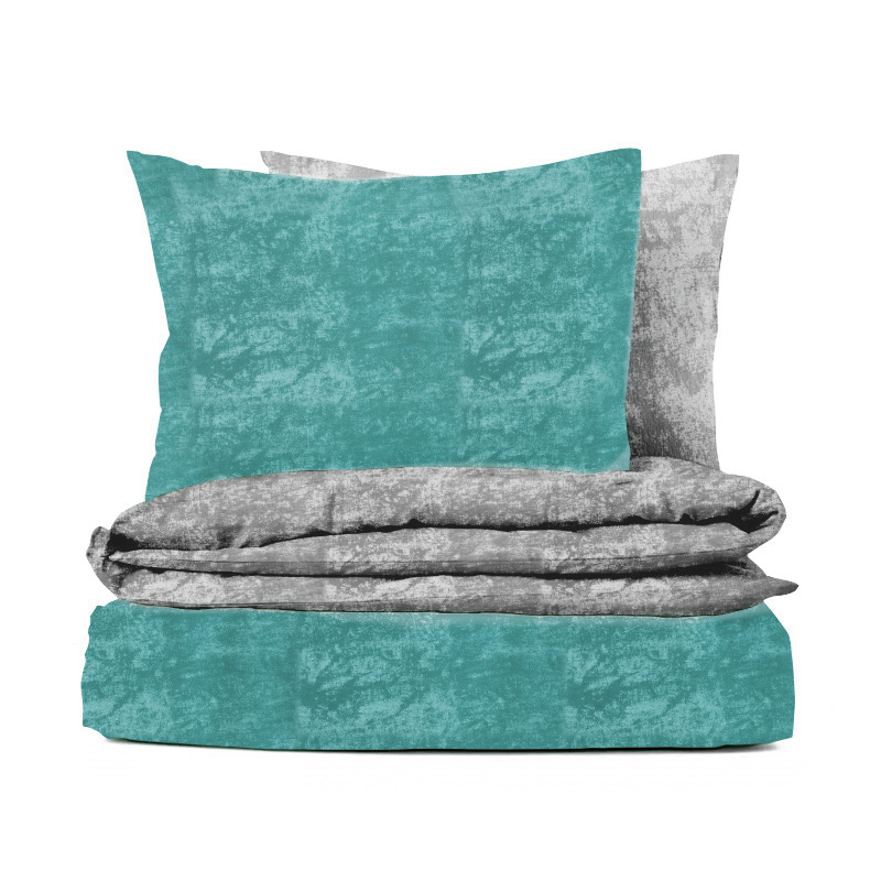 Ervi bavlněné povlečení oboustranné -  tyrkysové žihané/šedé