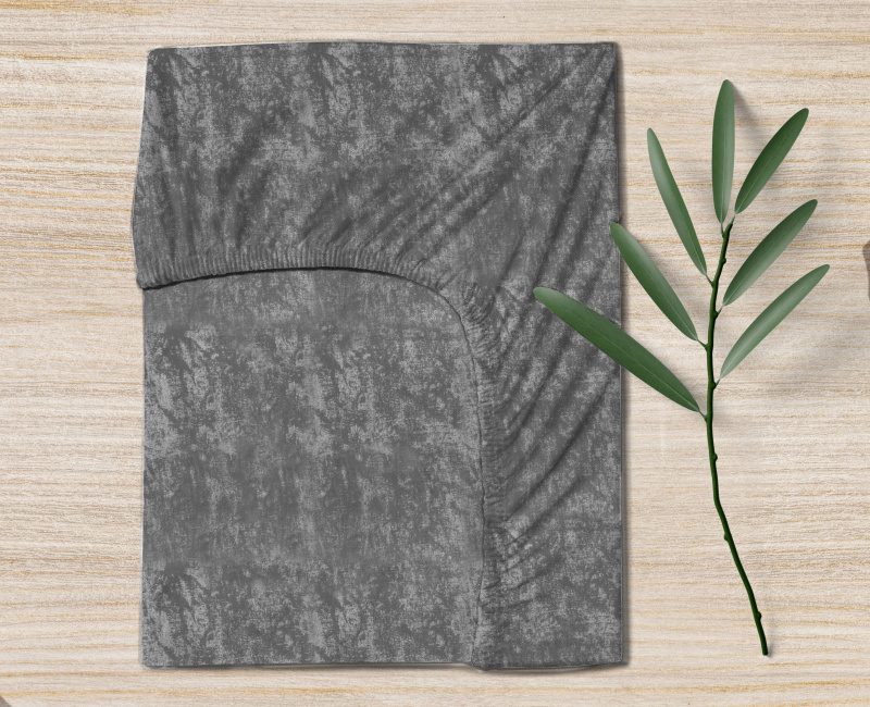 Ervi bavlněné napínací prostěradlo - šedé žihané