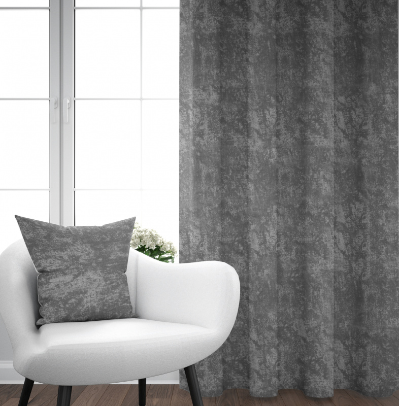 Ervi bavlněný závěs - šedý žihaný