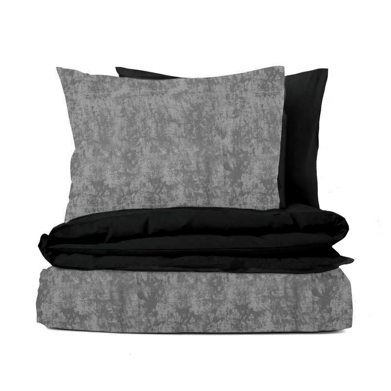 Ervi bavlněné povlečení oboustranné - šedé žihané/černé