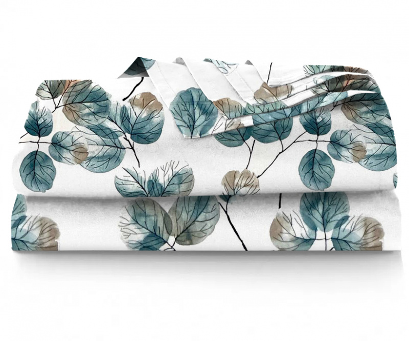 Ervi bavlněné prostěradlo - akvarelové zelené listy