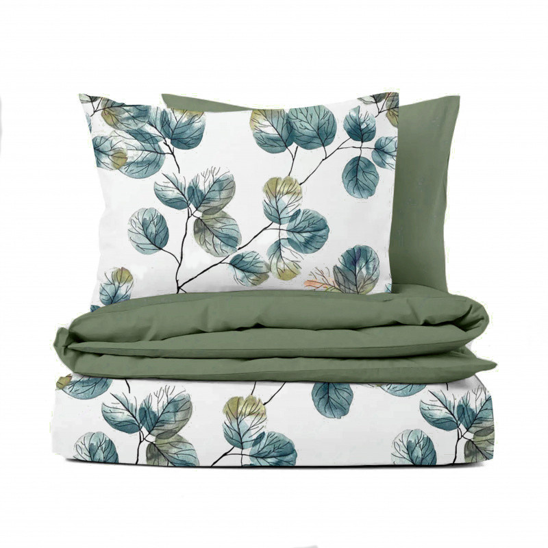 Ervi bavlněné povlečení oboustranné - akvarelové zelené listy/olivové