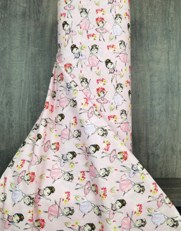 Ervi Bavlněná látka/plátno š.240cm - baleríny na růžovém č.25794-3, metráž