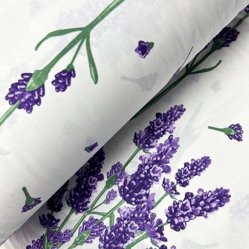 Ervi bavlna  š.220cm - levandule na bílém - 10755, metráž