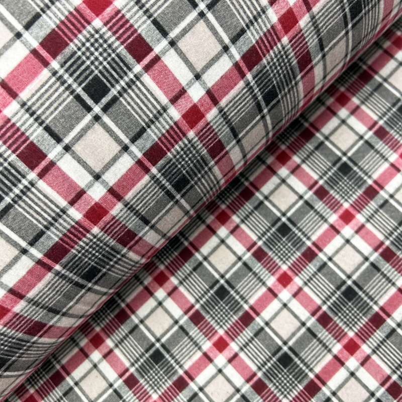 Ervi bavlna flanel š.240cm vínovo-černé karo na béžovém 21101-5, metráž