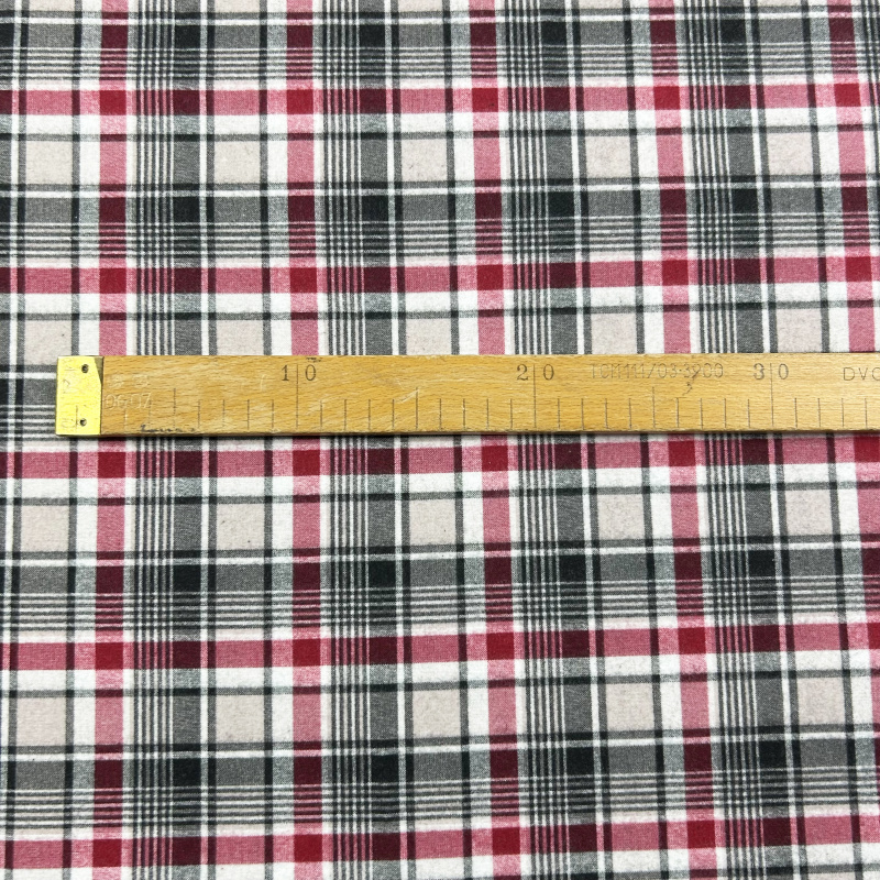 Ervi bavlna flanel š.240cm vínovo-černé karo na béžovém 21101-5, metráž