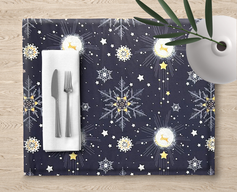 Ervi bavlněné prostírání na stůl - Vánoční vzor modrý