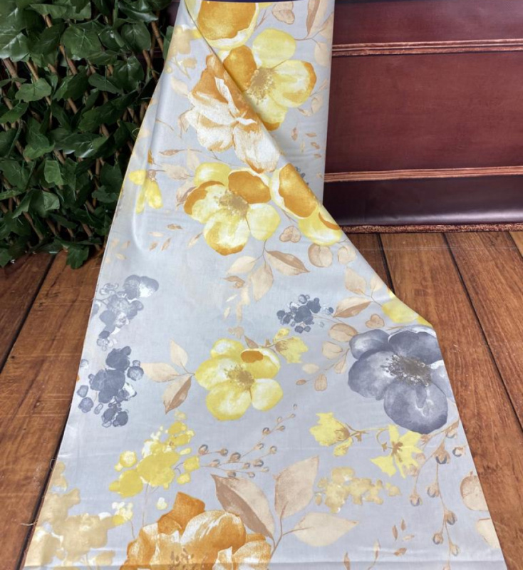 Ervi bavlna  š.240cm - žluté květy na šedém č.11637-10 , metráž