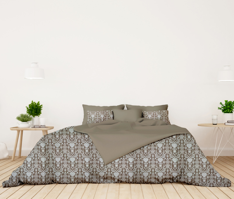 Ervi bavlněné povlečení oboustranné - Vintage motiv na béžovém/béžové