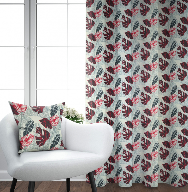 Ervi dekorační závěs - Monstera bordo