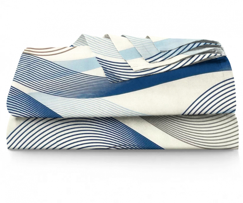 Ervi bavlněné prostěradlo - pruhované vlny modré