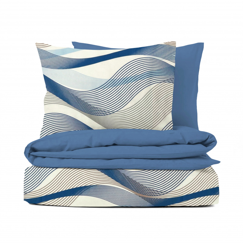 Ervi bavlněné povlečení oboustranné - pruhované vlny modré/modré