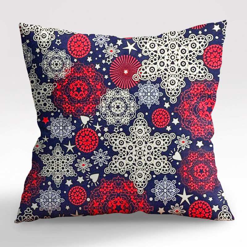 Ervi povlak na polštář bavlněný - sněhové vločky na modrém