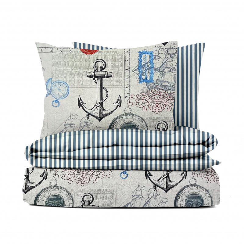 Ervi bavlněné povlečení oboustranné - mořský vzor/pruhy