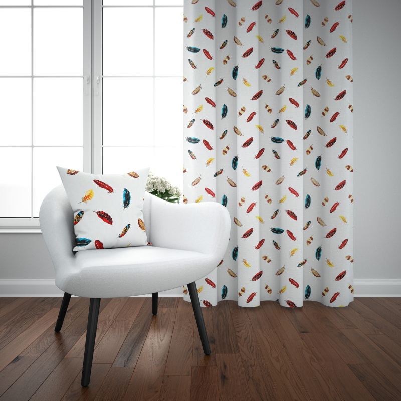 Ervi bavlněný závěs - barevné peří