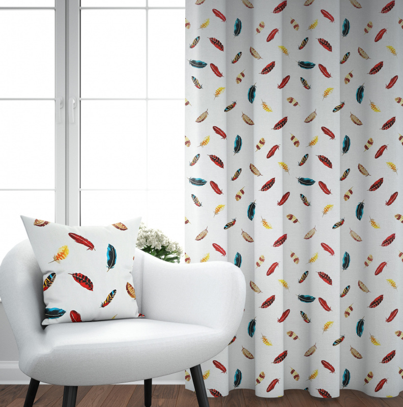 Ervi bavlněný závěs - barevné peří