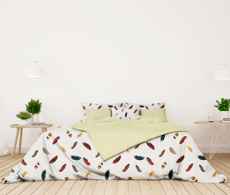 Ervi bavlněné povlečení oboustranné -  barevné peří/béžové